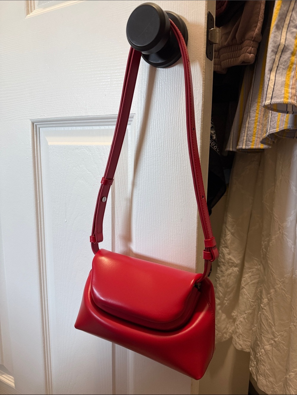 OSOI Red Leather Crossbody Shoulder Bag - Sleek Everyday Style